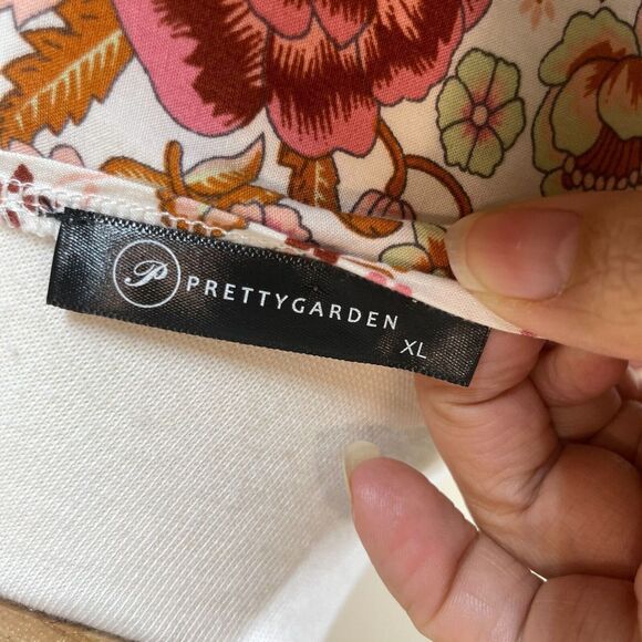 PrettyGarden Maxi Dress Women's XL Multicolor Floral Rayon Short Sleeves V-Neck - Picture 6 of 10